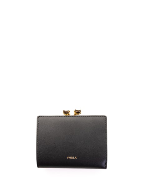 Portafoglio compatto Dots S in pelle nero<BR/>