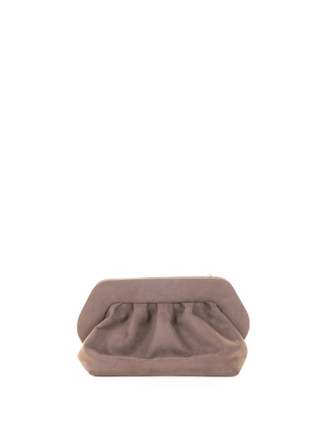 Pochette Bios in suede fango con tracolla
