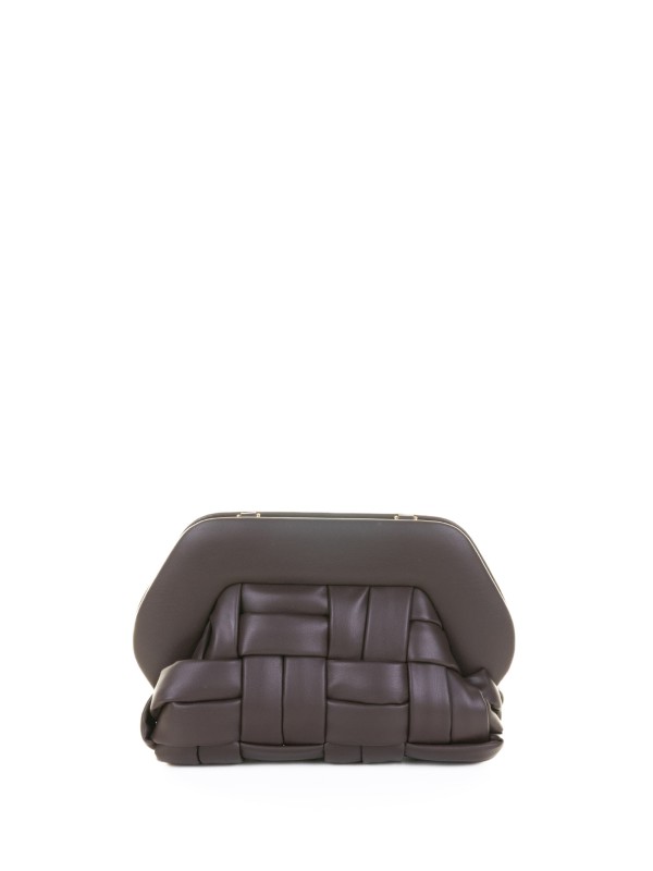 Pochette Tia ebano motivo intrecciato con tracolla