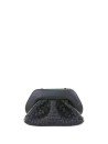 Pochette Tia nera motivo intrecciato in paglia con tracolla