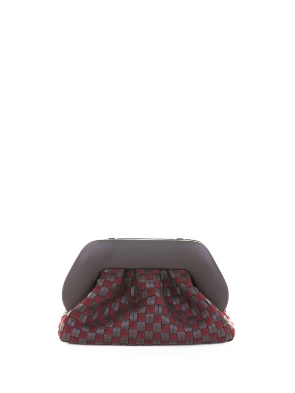 Pochette Tia ebano motivo intrecciato in suede con tracolla