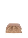 Pochette Tia biscotto motivo intrecciato in suede con tracolla