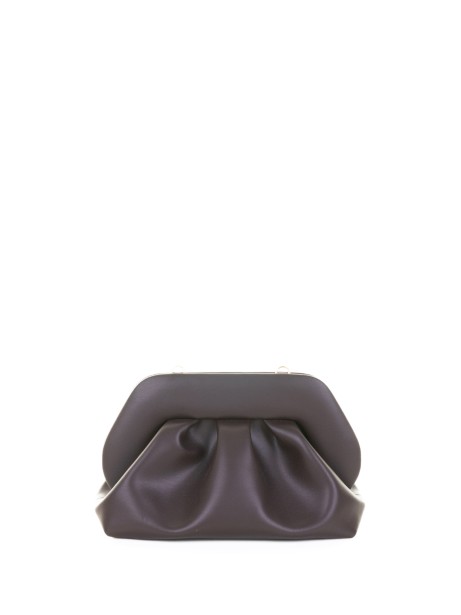 Pochette Tia ebano in tessuto vegano con tracolla