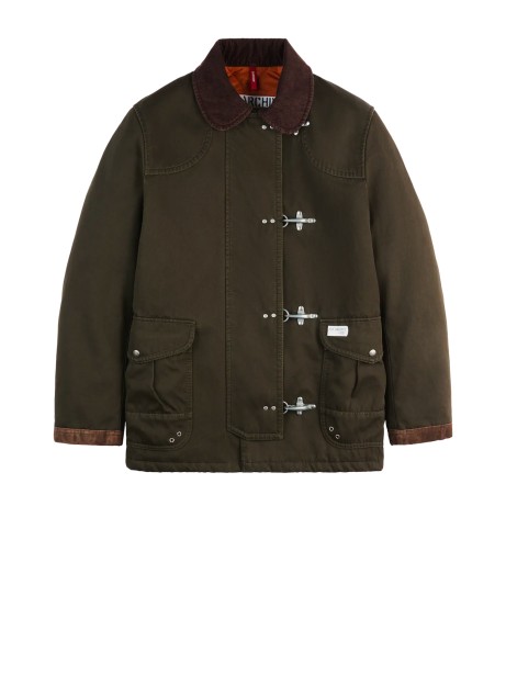 Giacca 4 ganci in marrone con colletto a coste Giacca 4 ganci in marrone con colletto a coste