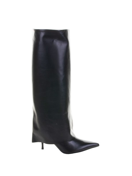 Black Nappa Leather Heeled Boot