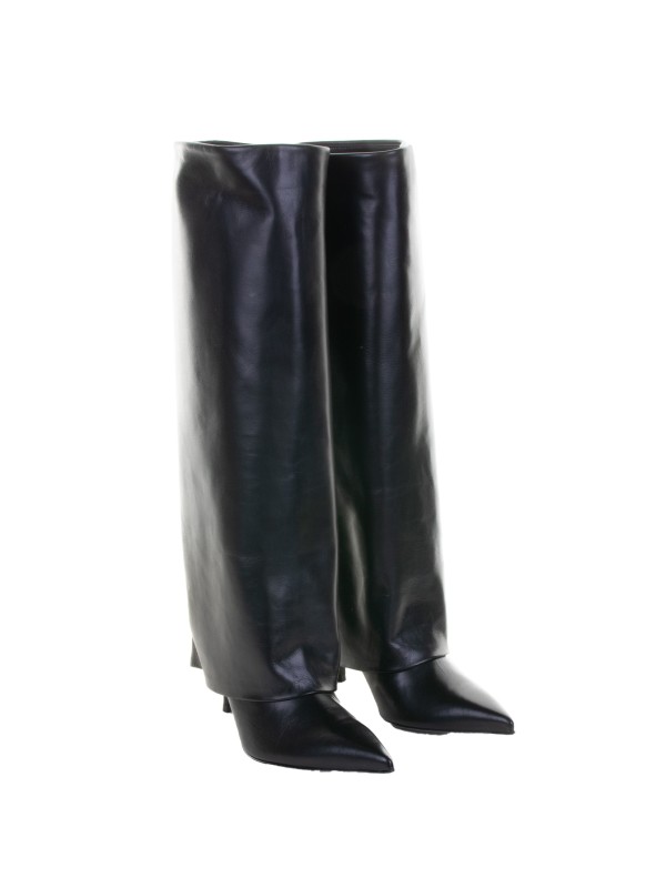 Black Nappa Leather Heeled Boot