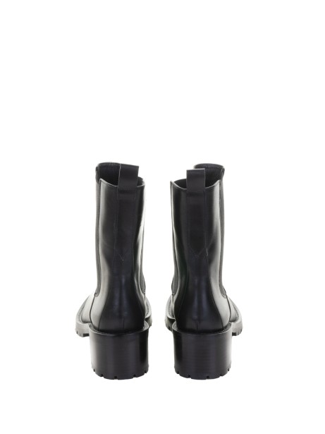 Black leather ankle boot with rubber sole