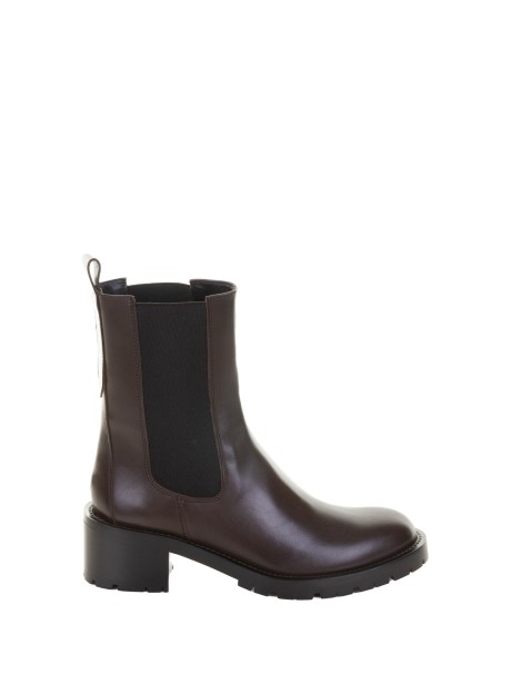 dark brown leather ankle boot with rubber sole
