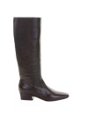 Stivale marrone in pelle con zip