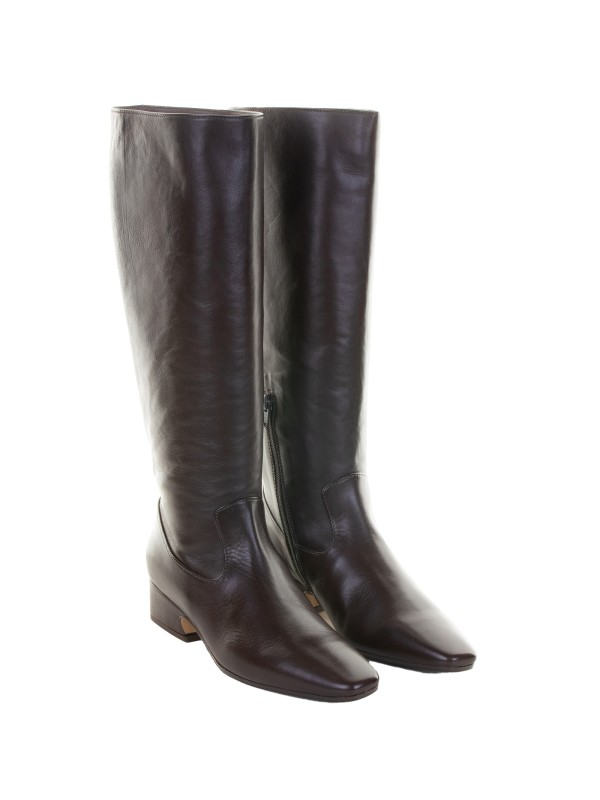 Brown Leather Zip-Up Boot
