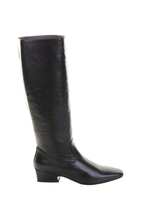 Black Leather Zip-Up Boot