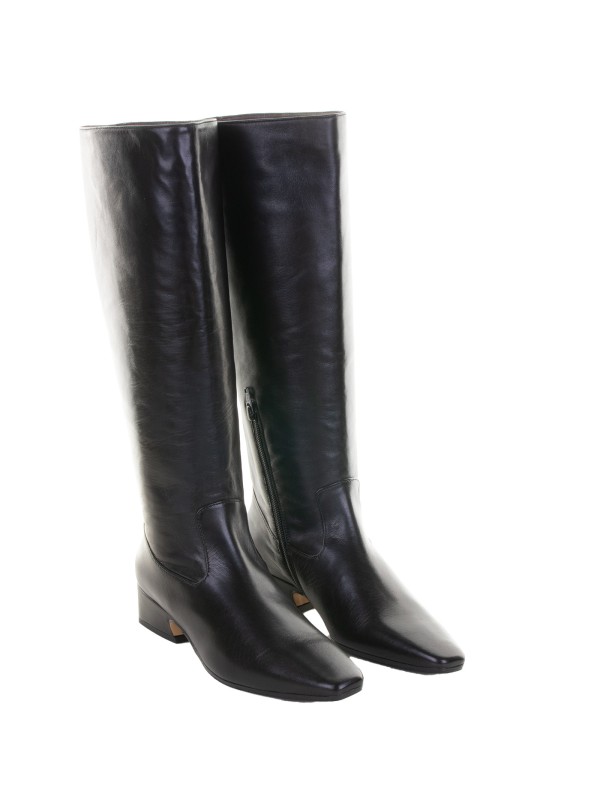 Stivale nero in pelle con zip