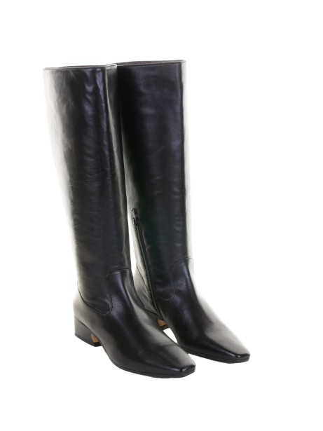 Stivale nero in pelle con zip