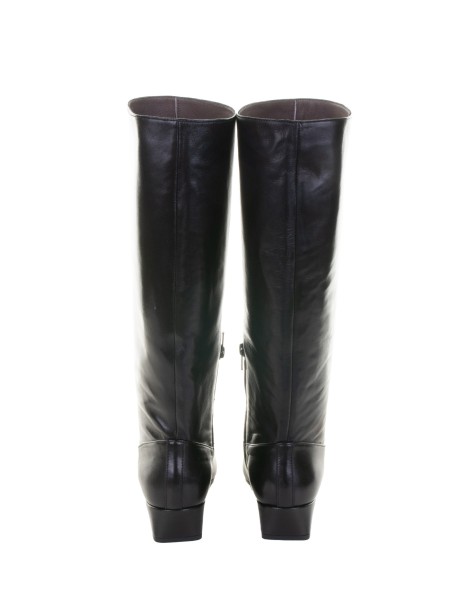 Black Leather Zip-Up Boot