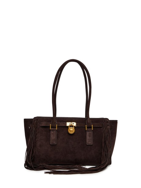 Borsa a mano Hamilton Moderne piccola con logo in suede con frange