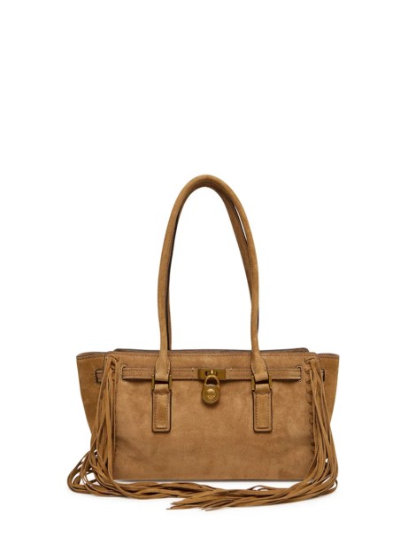 Borsa a mano Hamilton Moderne piccola con logo in suede con frange