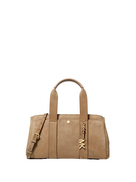 Borsa a mano Romee piccola in suede  con logo MK lucido