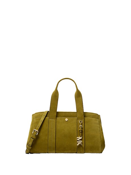Borsa a mano Romee piccola in suede  con logo MK lucido