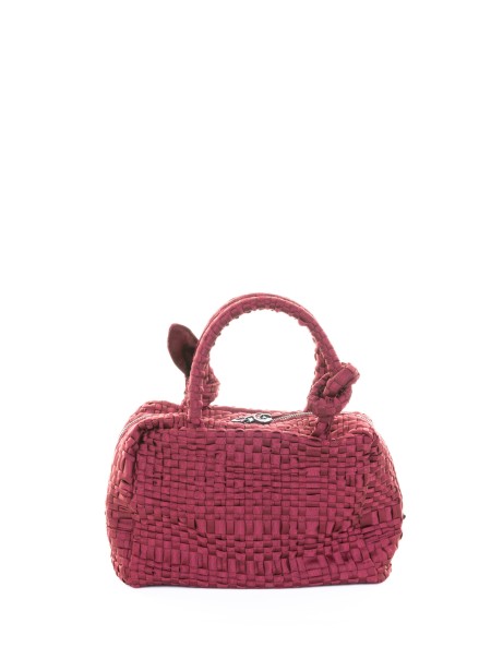 Burgundy Woven Double-Handle Bag