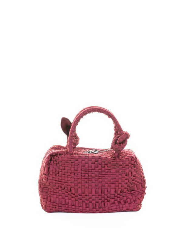 Burgundy Woven Double-Handle Bag