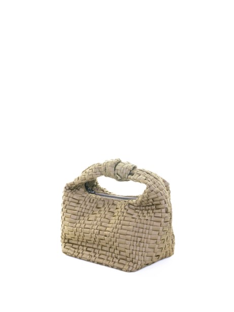 Mini Datolite Handbag in Beige Woven Ribbon