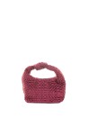 Borsa a mano Mini Datolite in tessuto di nastro intrecciato bordeaux