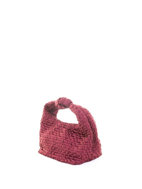 Mini Datolite Handbag in Burgundy Woven Ribbon
