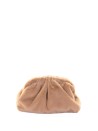 Nita Game clutch bag in nude faux fur with shoulder strap