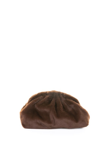 Nita Game Brown Faux Fur Clutch with Shoulder Strap