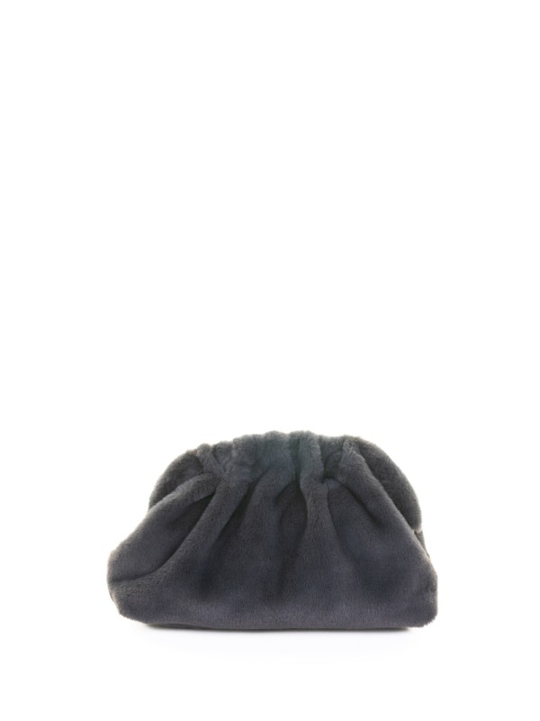 Nita Game Clutch in Gray Faux Fur with Shoulder Strap