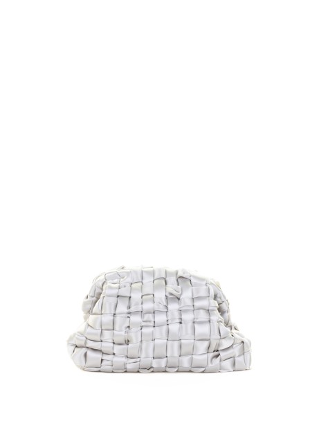 Pochette Satin Game in tessuto di nastro intrecciato silver