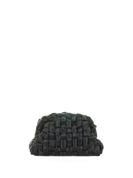 Pochette Satin Game in tessuto di nastro intrecciato nera