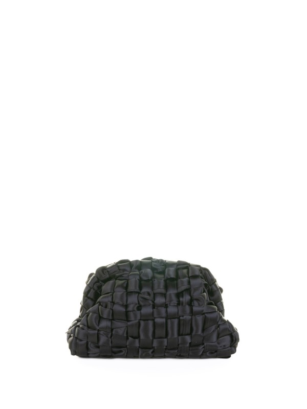 Pochette Satin Game in tessuto di nastro intrecciato nera Pochette Satin Game in tessuto di nastro intrecciato nera