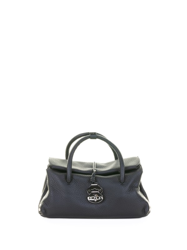Borsa Dotta Centauro nera in pelle di vitello con tracolla