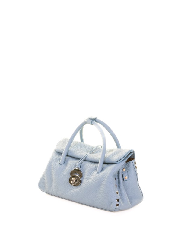 Dotta Centauro bag in light blue calfskin with shoulder strap