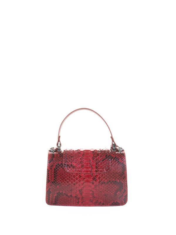 Borsa a mano pitone rosso con tracolla