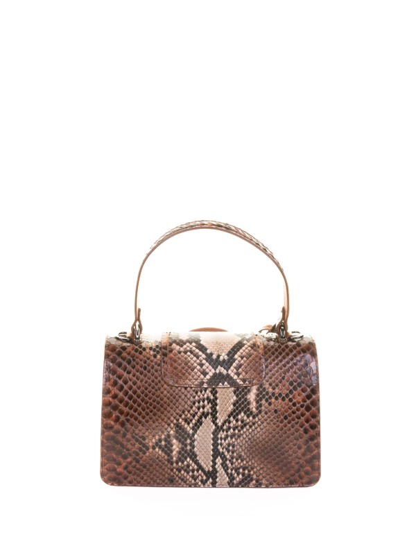 Borsa a mano pitone marrone con tracolla