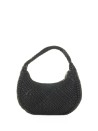 Borsa a spalla in pelle intrecciata nero