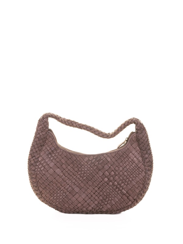 Borsa a spalla in pelle intrecciata testa di moro Borsa a spalla in pelle intrecciata testa di moro