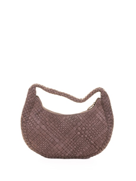 Borsa a spalla in pelle intrecciata testa di moro Borsa a spalla in pelle intrecciata testa di moro
