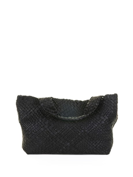 Shopping bag Esmeralda nero in pelle intrecciata