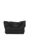 Shopping bag Esmeralda nero in pelle intrecciata