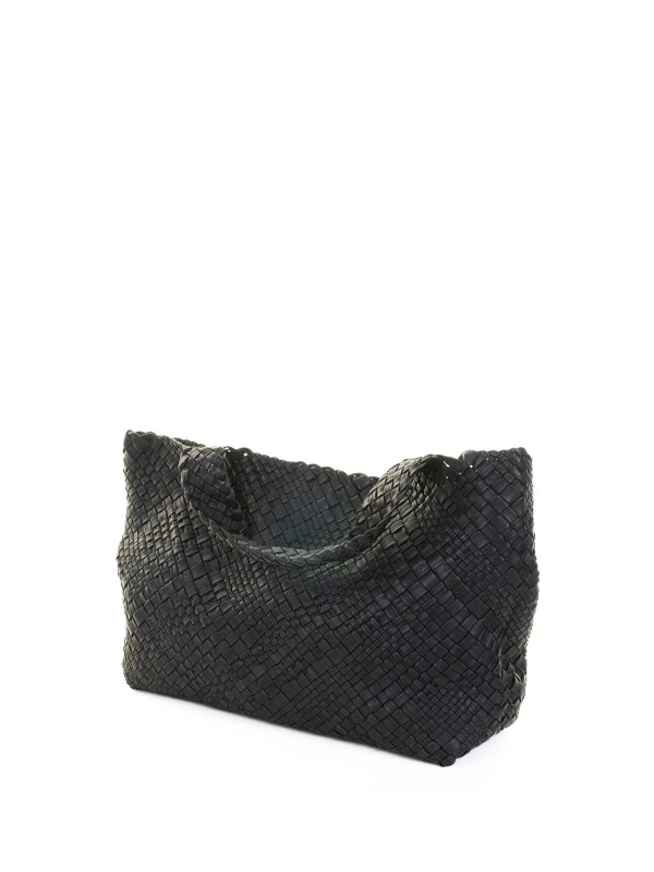 Shopping bag Esmeralda nero in pelle intrecciata