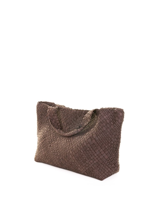Shopping bag Esmeralda testa di moro in pelle intrecciata
