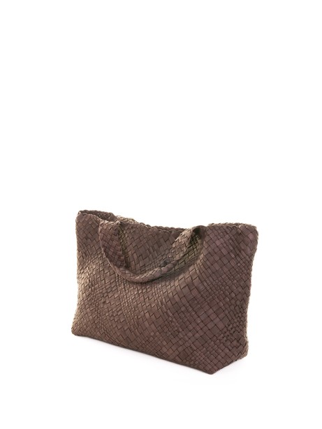 Shopping bag Esmeralda testa di moro in pelle intrecciata