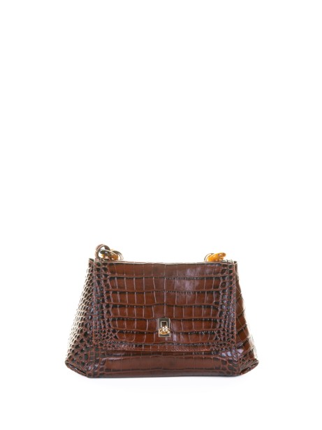 Borsa a spalla brandy in pelle stampato coccodrillo Borsa a spalla brandy in pelle stampato coccodrillo