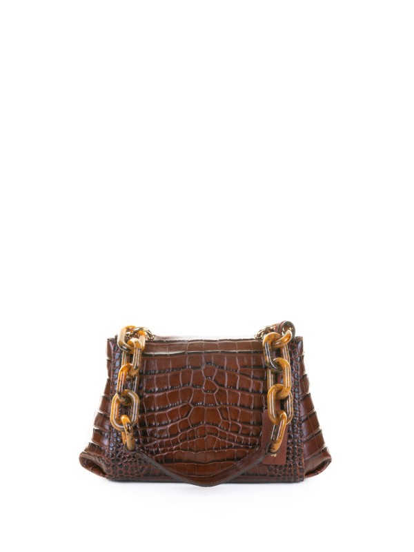 Borsa a spalla brandy in pelle stampato coccodrillo