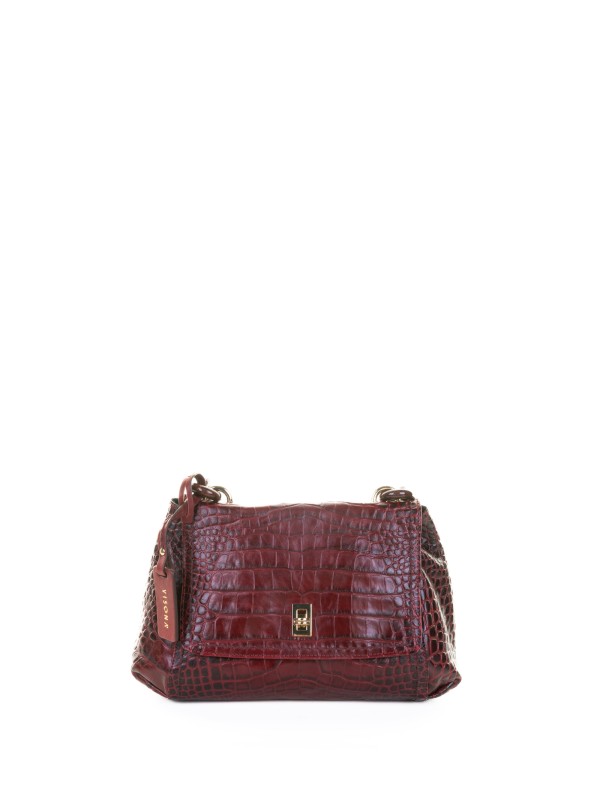 Borsa a spalla chianti in pelle stampato coccodrillo Borsa a spalla chianti in pelle stampato coccodrillo
