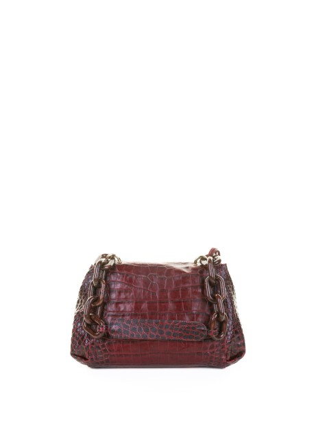 Borsa a spalla chianti in pelle stampato coccodrillo