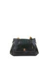 Borsa a spalla nero in pelle stampato coccodrillo